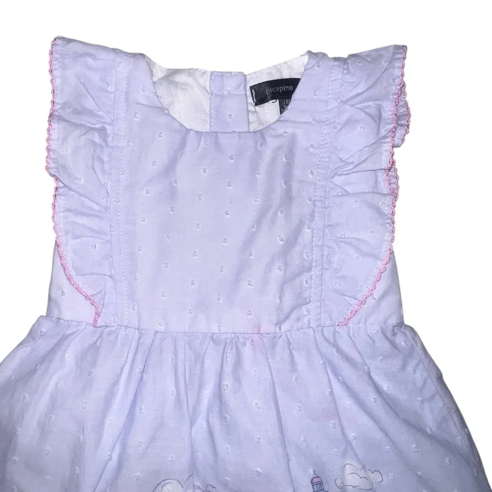 EUC Picapino Sleeveless Mermaid Beach Dress Cotton Blue Ruffle Toddler 18 months